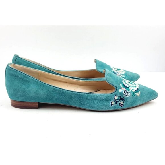 White House Black Market Turquoise embroidered pointy flats - Size 8‎ - Picture 3 of 8